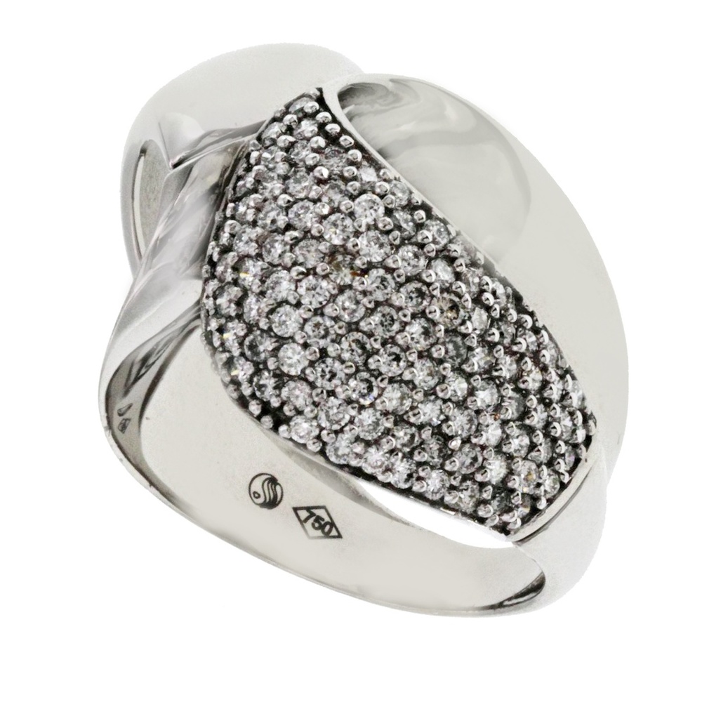 Fancy 18K  Gold 1.48 CT Diamond Large Twist Ring